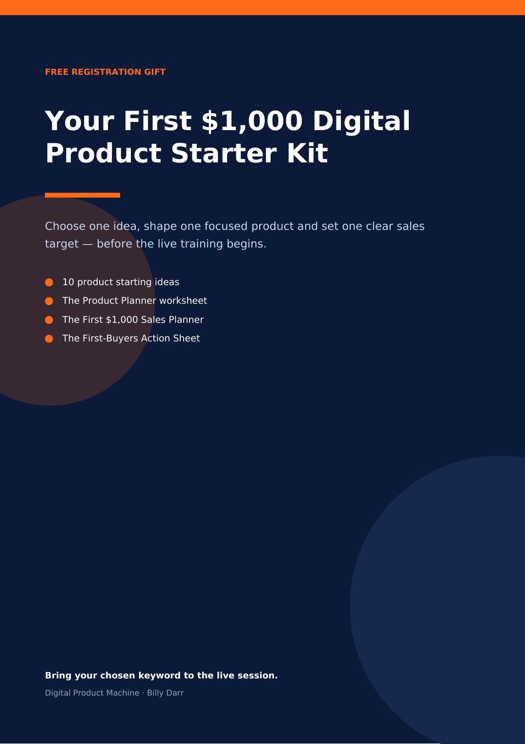 Cover of Your First $1,000 Digital Product Starter Kit